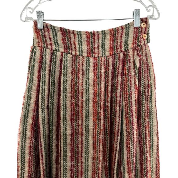 American Vintage high waisted pleated boucle striped midi skirt size small - Picture 13 of 16